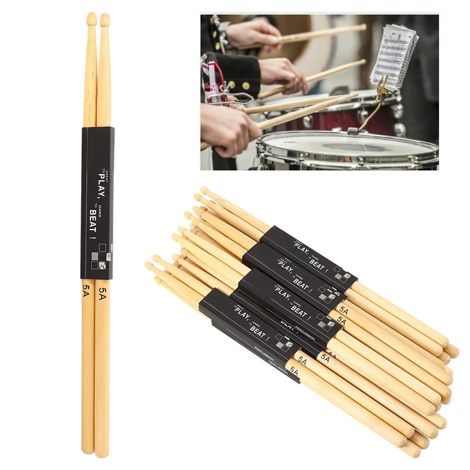Drum Stick 5A - 12 Pasang Stik Drum Bentuk Tetesan