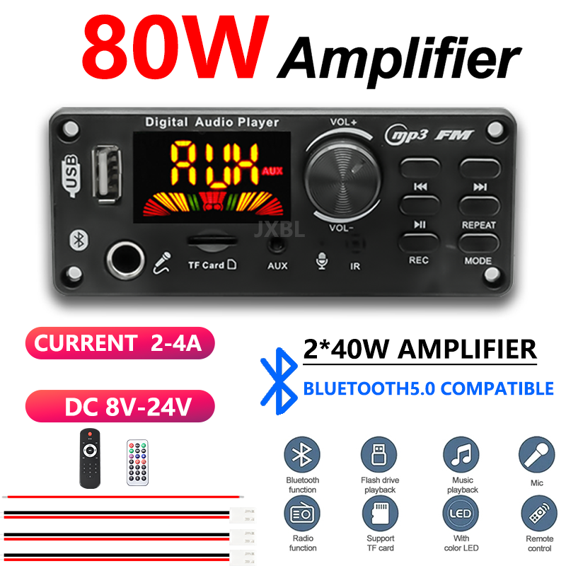 Audio Music Player - Papan Dekoder MP3 Bluetooth 5.0 80W,