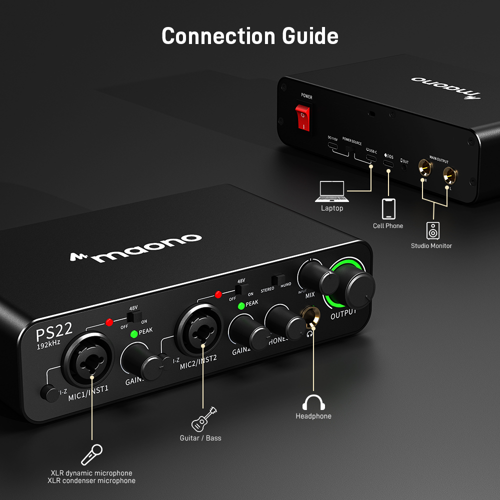 MAONO PS22 Antarmuka Audio Pro - Audio And Music Mixer ulasan dan harga