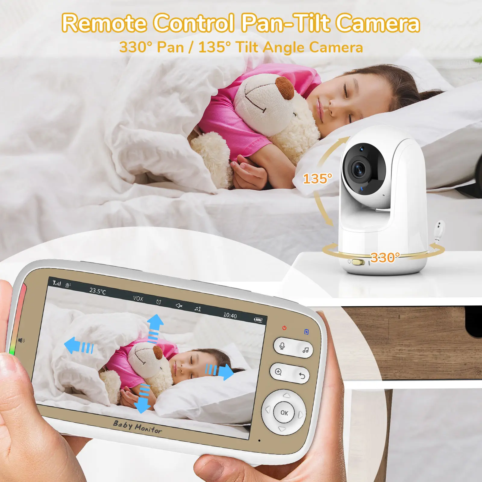 Monitor Bayi 5 Inci Kamera PTZ - Audio Hd Music ulasan dan harga